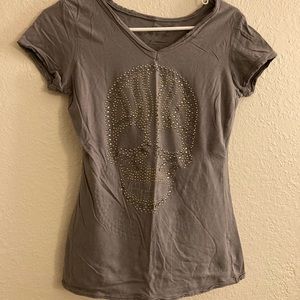 Bling rhinestone skull top M